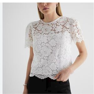 Express Lace Crew Neck Short Sleeve Top